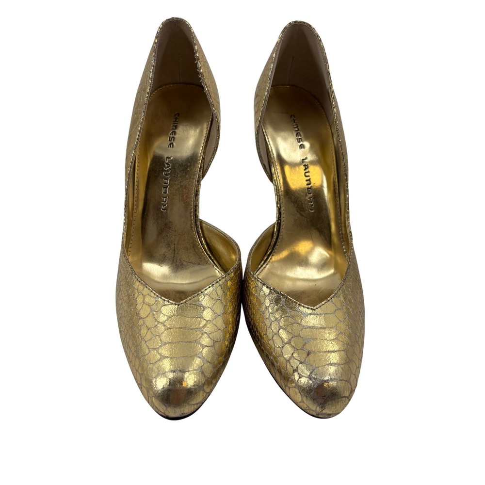 Chinese Laundry‎ Gold Snake Embossed Stiletto Heels Women Size 7M